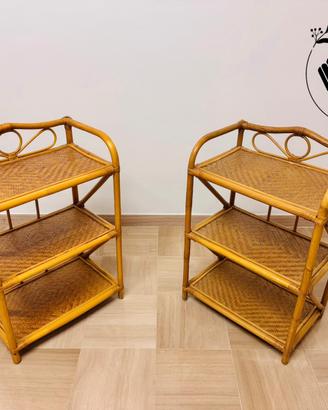 Étagère vintage vimini/rattan bambù (2 pz)