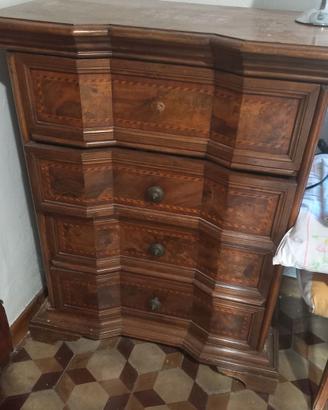 cassettiera con scrittoio in legno antico