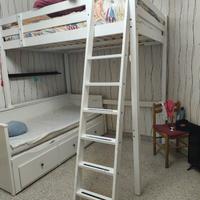 Letto a soppalco una piazza e mezzo bianco