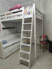 Letto a soppalco una piazza e mezzo bianco