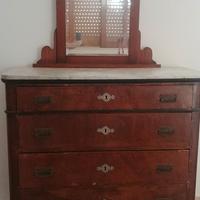 Comò 4 Cassetti Antico con Marmo e Specchiera