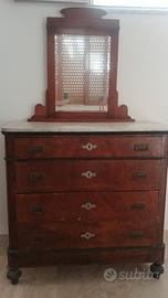 Comò 4 Cassetti Antico con Marmo e Specchiera