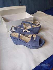 Sandali da donna in camoscio blue, numero 37