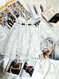 Gonna bianca in pizzo e semplice