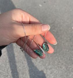 collana in argento e madreperla con farfalla