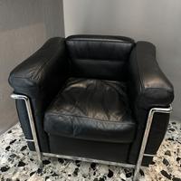 Le  CORBUSIER CASSINA POLTRONA CROMATA pelle