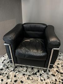 Le  CORBUSIER CASSINA POLTRONA CROMATA pelle