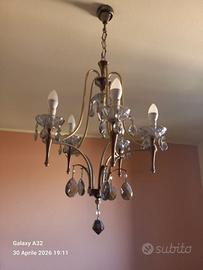 Lampadario con cristalli a goccia vintage