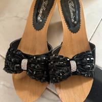 Zoccoli di legno scarpe con tacco basse con fiocco