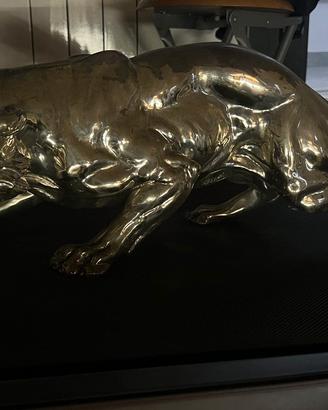 Statua Pantera Vintage Metallo Dorato