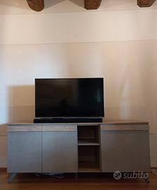 Madia moderna finitura argilla e rovere