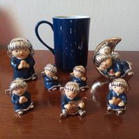 Set 6 Angeli Ear Bomboniere Blu/Arg+TAZZA OMAGGIO