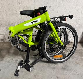 Bici pieghevole B’Twin Hoptown Verde + borsa