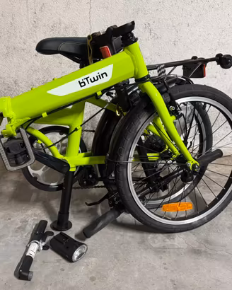 Bici pieghevole B’Twin Hoptown Verde + borsa