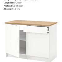 Mobile cucina bianco con top in legno