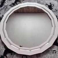 SPECCHIO ROTONDO VINTAGE ANNI 70 BIANCO