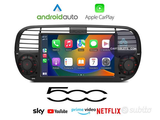 Monitor Apple CarPlay android auto FIAT 500