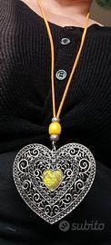 Collana con ciondolo  a cuore  grande traforato 