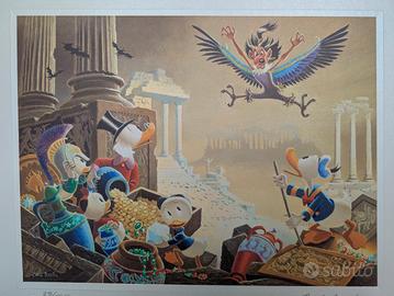 Litografia Disney di Carl Barks con zio Paperone
