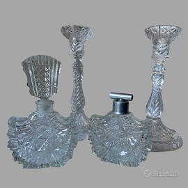 Set da toilette e coppia di candelabri vintage