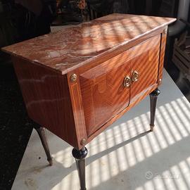 Comodino anni 50 con piano in marmo rosso Verona
