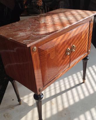 Comodino anni 50 con piano in marmo rosso Verona