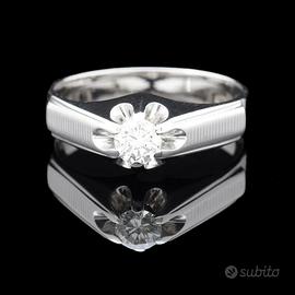 ANELLO SOLITARIO UOMO ORO 18 KT BRILLANTE 0.39 CT