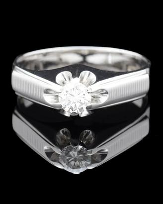 ANELLO SOLITARIO UOMO ORO 18 KT BRILLANTE 0.39 CT