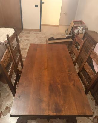 Tavolo fratino in legno massello con sedie