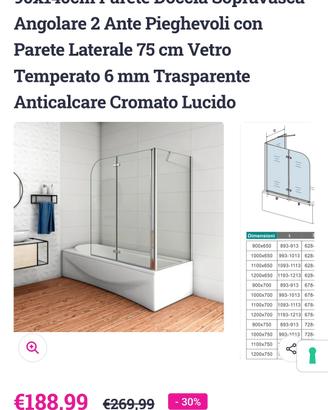 box sopravasca in vetro temperato 2 lati