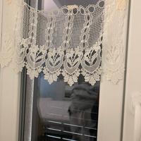 2 mezze tende in macrame écru in filo di seta