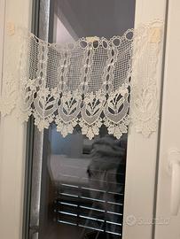 2 mezze tende in macrame écru in filo di seta