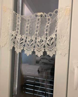 2 mezze tende in macrame écru in filo di seta