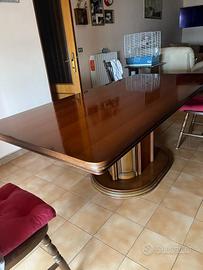 Tavolo Legno Lucido con Basamento Centrale