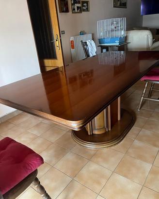 Tavolo Legno Lucido con Basamento Centrale
