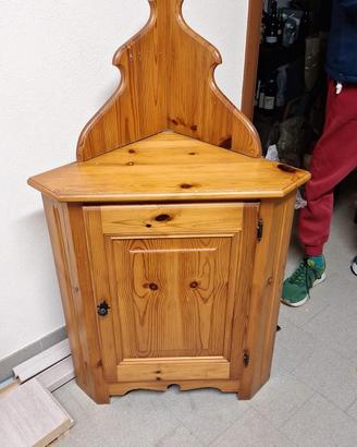 comodino angolare in pino