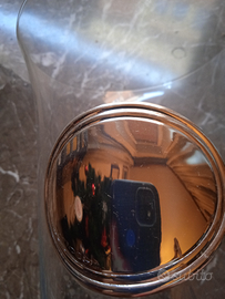 Vaso fiori in cristallo con placca argento