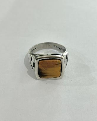 Anello argento 925 Occhio di tigre mis. 28-Nuovo