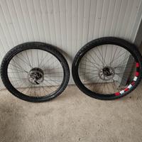 coppia di gomme mtb con cerchioni e freni disco 