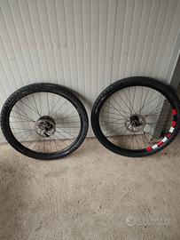 coppia di gomme mtb con cerchioni e freni disco 