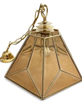 Lampadario anni 70 ottone e cristallo