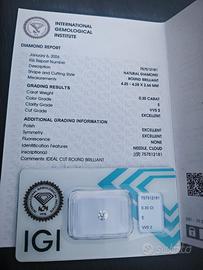 Diamante naturale IGI 0,30 E VVS excellent