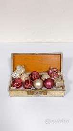 10 Palle Pendenti Natale Fine Vetro Stile Vintage