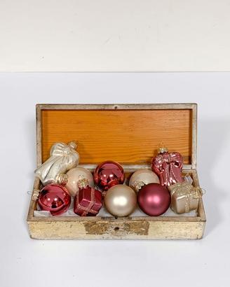 10 Palle Pendenti Natale Fine Vetro Stile Vintage