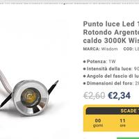 50 mini faretti led da incasso da 1w luce calda