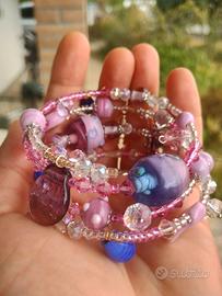 bracciale multifilo in vetro di Murano  e cristall