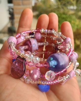 bracciale multifilo in vetro di Murano  e cristall