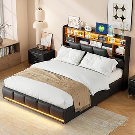 Letto matrimoniale imbottito, 140 x 190 cm,