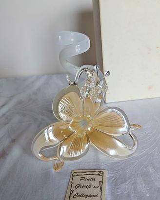 Fiore Vetro di Murano Cristallo Swarovski Argento