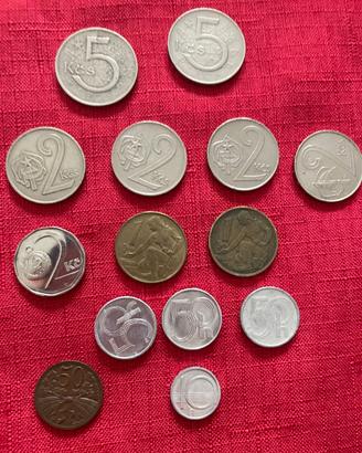Lotto di 14 monete della Cecoslovacchia